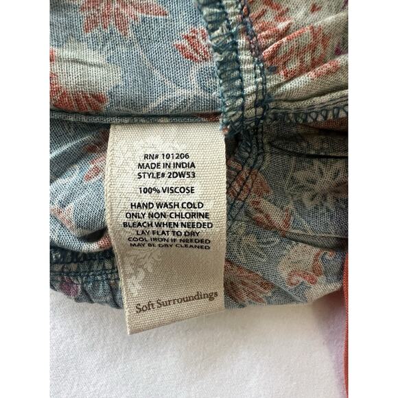 Soft Surroundings Sz XS Kara Floral Maxi Dress in Fiery Teal Blue Jacobean - Picture 10 of 13